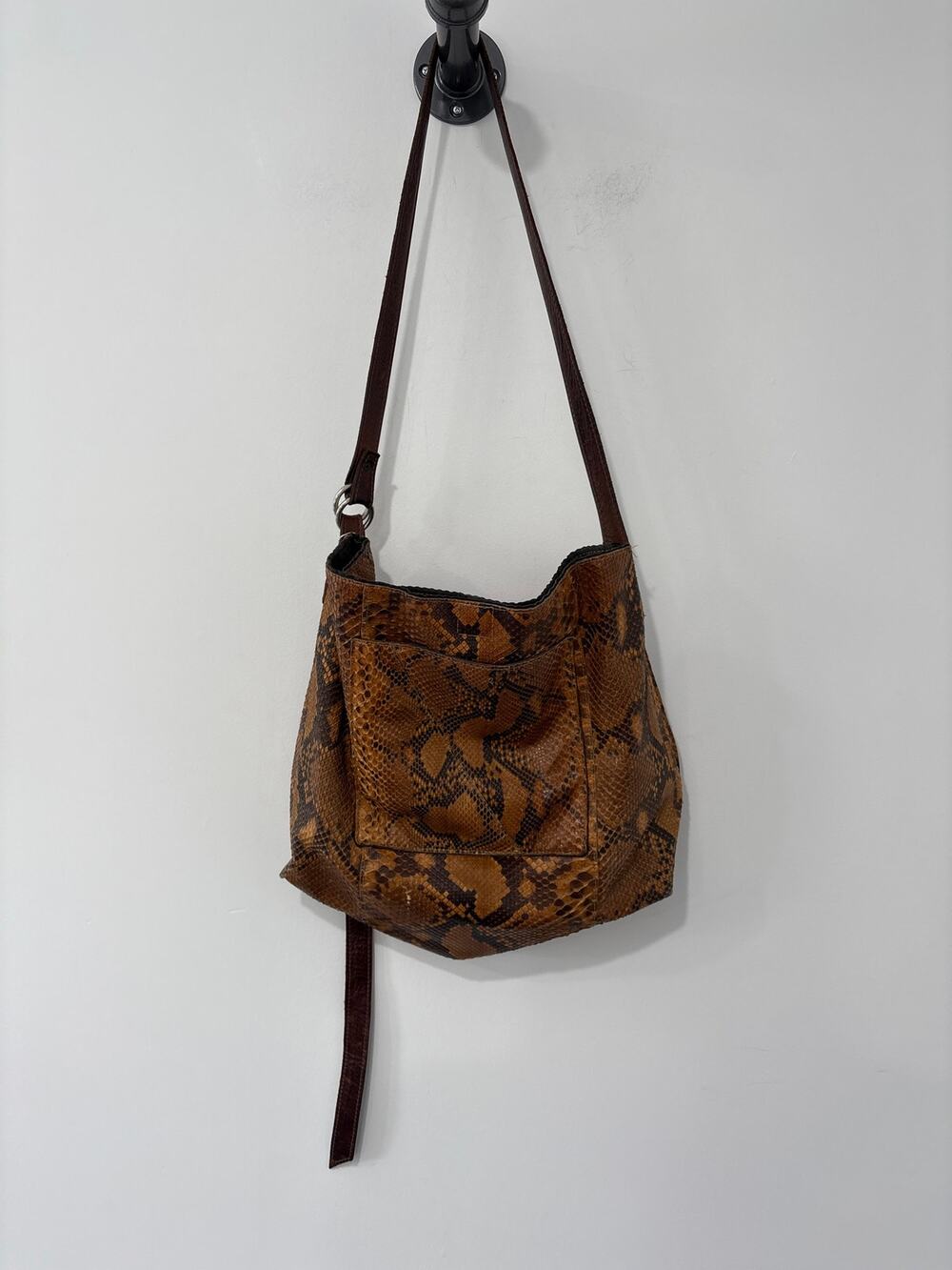 B. May Snakeskin Pattern Leather Hobo Bag